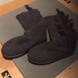 UGG Grey Knit Button Boots